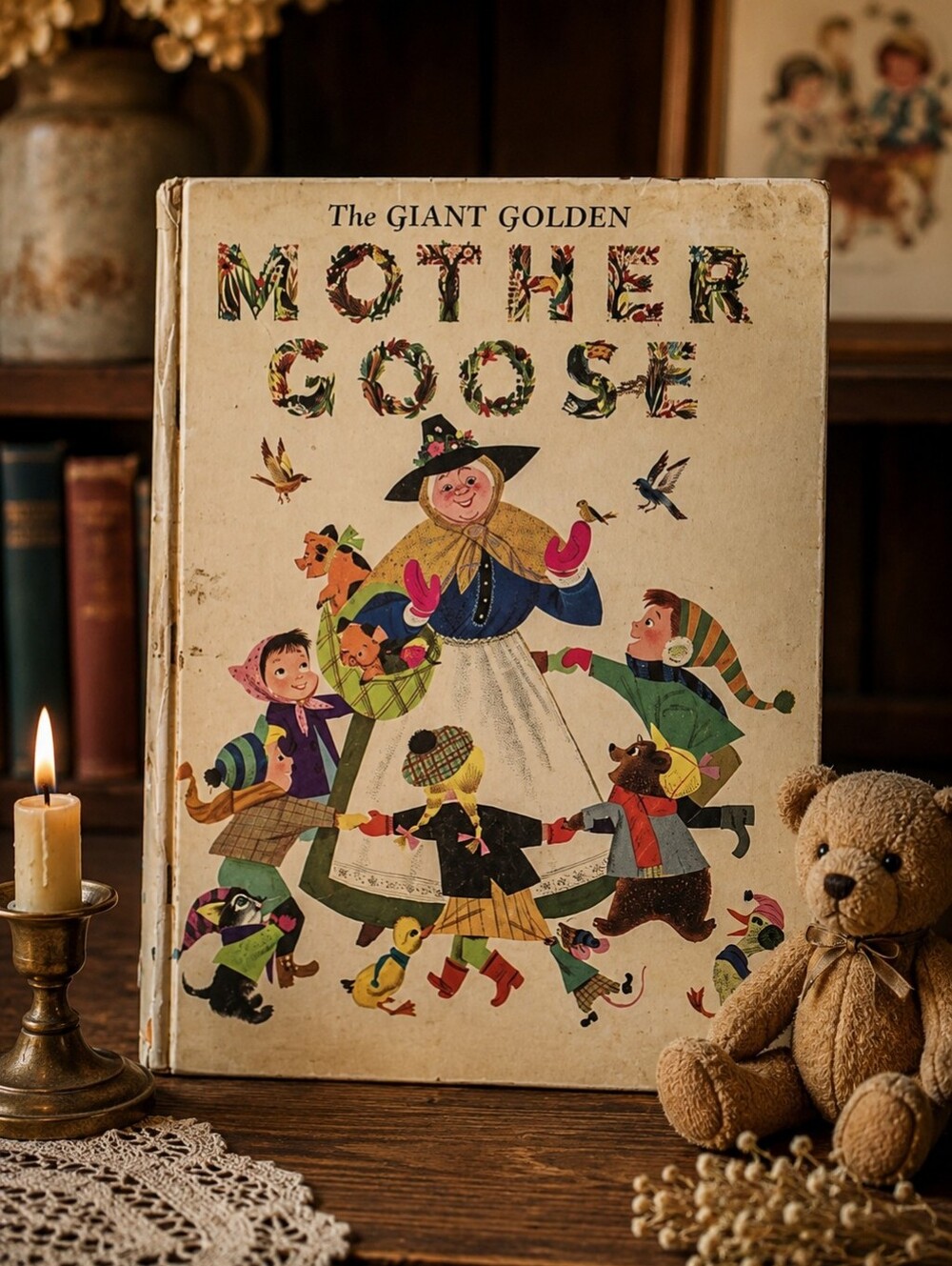 Vintage 1948 Giant Golden Mother Goose Book • Alice & Martin Provensen • Cottage